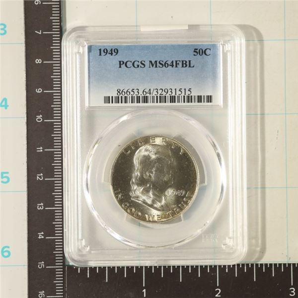 1949 SILVER FRANKLIN HALF DOLLAR PCGS MS64FBL