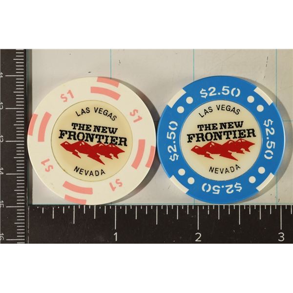 2-THE NEW FRONTIER CASINO PLASTIC CASINO CHIPS