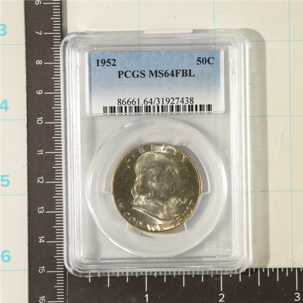 1952 SILVER FRANKLIN HALF DOLLAR PCGS MS64FBL