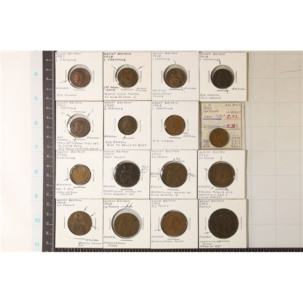 20-MINOR ERROR GREAT BRITAIN COINS: 1902-1956