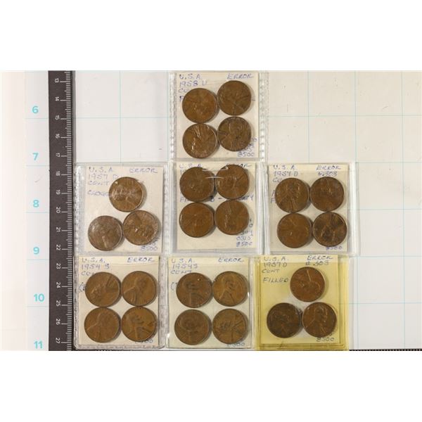 26 ERROR LINCOLN WHEAT CENTS: 8-1954-S (BIE)