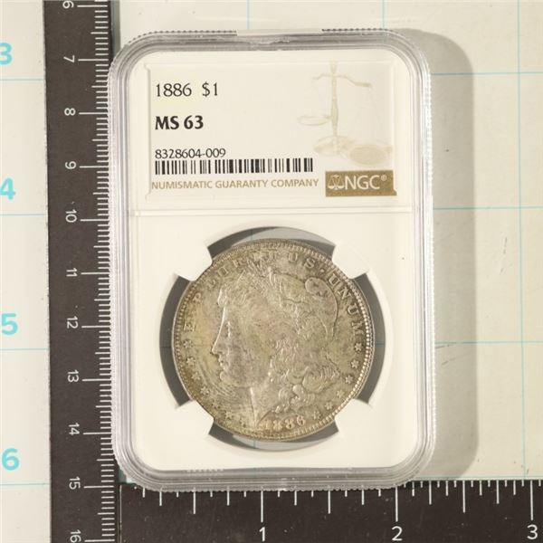 1886 MORGAN SILVER DOLLAR NGC MS63