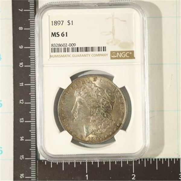 1897 MORGAN SILVER DOLLAR NGC MS61