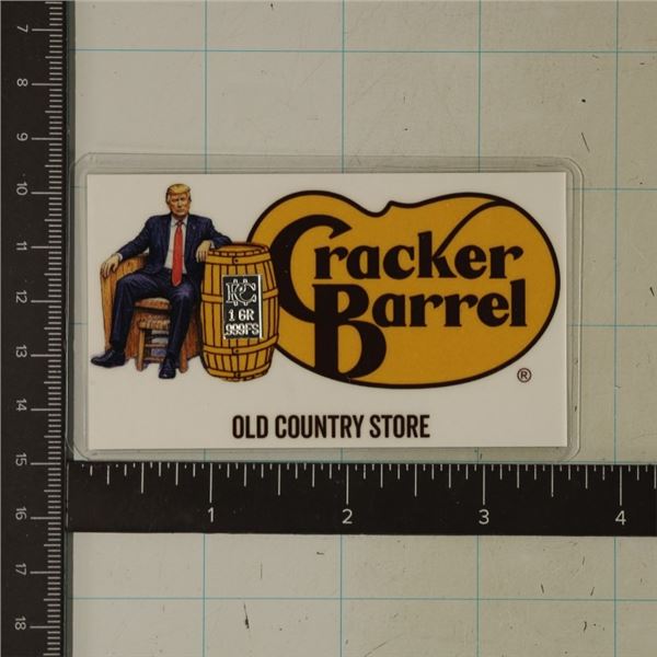CRACKER BARREL .999 SILVER 1 GRAIN CARD WITH PRES.