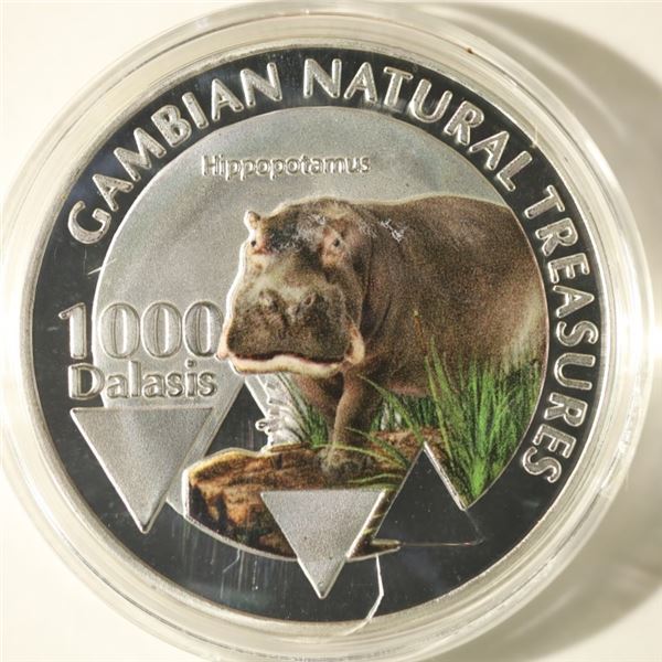 2015 GAMBIA PROOF 1000 DALASIS "HIPPO" FROM THE