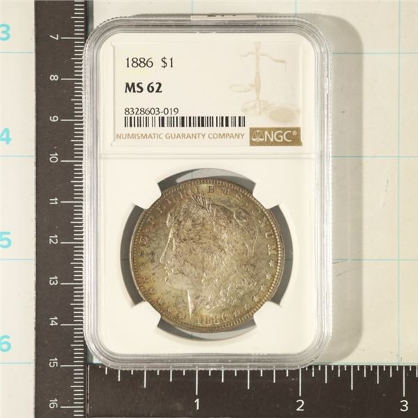 1886 MORGAN SILVER DOLLAR NGC MS62