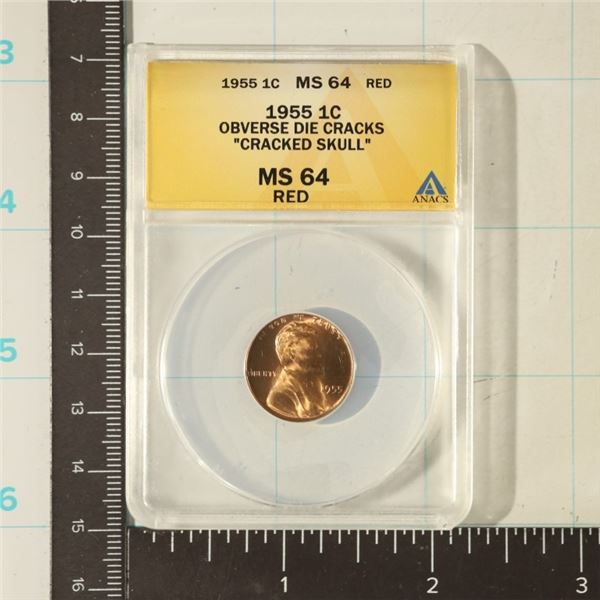 1955 LINCOLN WHEAT CENT OBV. DIE CRACKS
