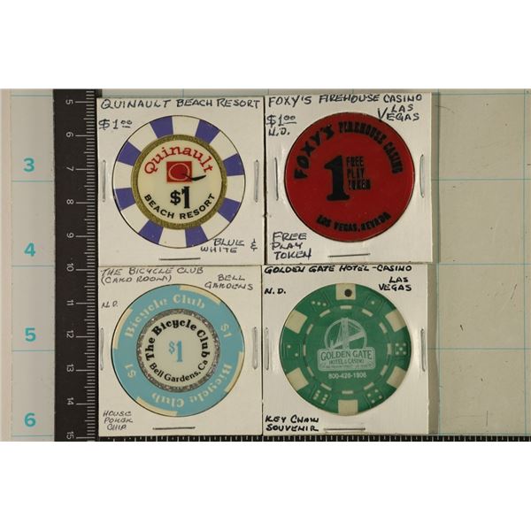 4-$1 CASINO CHIPS: FOXY'S FIREHOUSE CASINO,