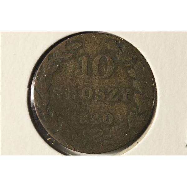 1840 SILVER POLISH 10 GROSZY MINTED IN WARSAW