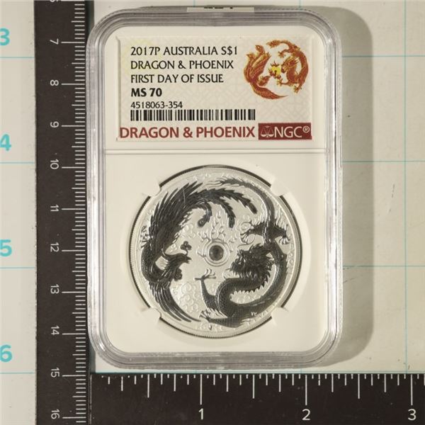 2017-P AUSTRALIA SILVER $1 DRAGON & PHOENIX