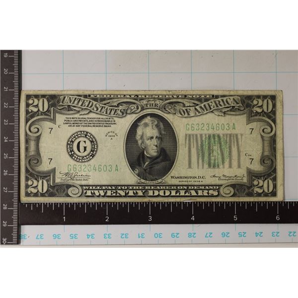 1934-A US $20 FRN, GREEN SEAL