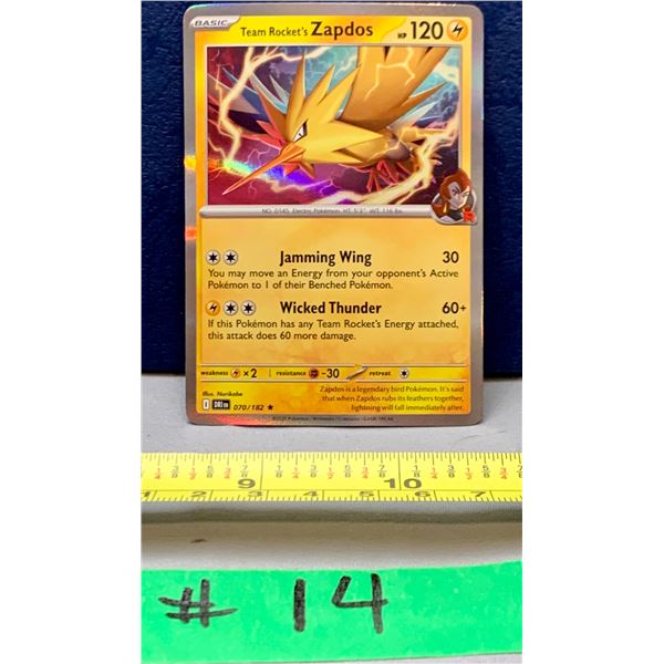Pokemon Team Rockets Zapdos #070/182 Holo Card Mint!