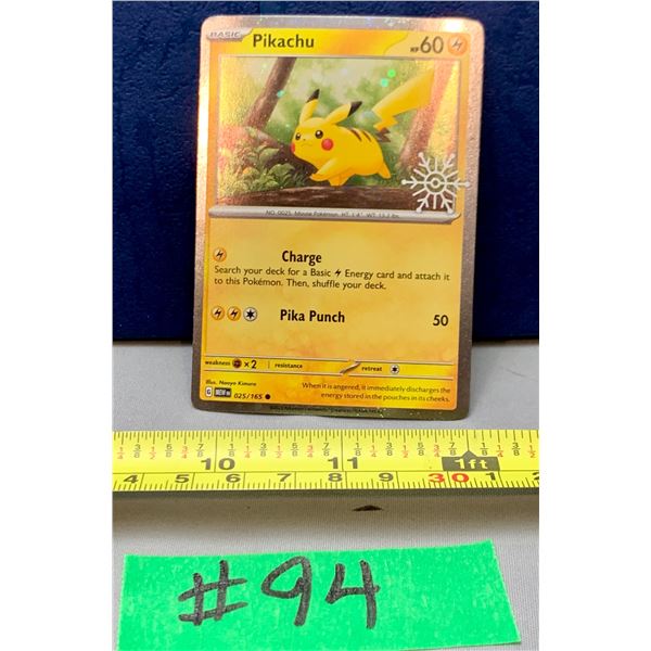 Pokemon Rare Pikachu Holo "Snowflake" Stamped Promo #025/165 from 151 Set MINT!