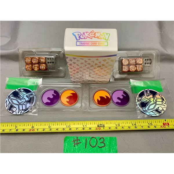 Pokemon Mixed Lot of Goodies / Dice, Coins, Deck Box!