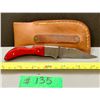 Image 3 : Damascus Steel Custom Handmade 260+ Folds Lock-Blade Knife Red Wood Handle with Leather Sheath