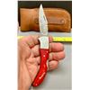 Image 6 : Damascus Steel Custom Handmade 260+ Folds Lock-Blade Knife Red Wood Handle with Leather Sheath