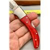 Image 7 : Damascus Steel Custom Handmade 260+ Folds Lock-Blade Knife Red Wood Handle with Leather Sheath