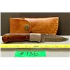Image 3 : Damascus Steel Custom Handmade 260+ Folds Lock-Blade Knife Brown Wood Handle with Leather Sheath