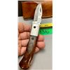 Image 5 : Damascus Steel Custom Handmade 260+ Folds Lock-Blade Knife Brown Wood Handle with Leather Sheath
