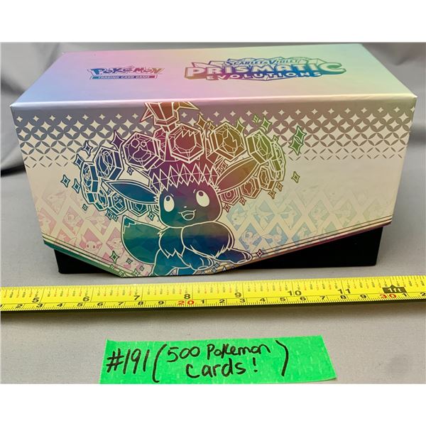 Pokemon Prismatic Evolutions ETB Storage Box Filled with 500 Pokemon Unplayed Cards