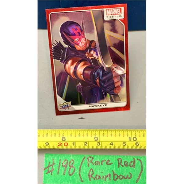 MARVEL Platinum Hawkeye Very Rare Red Rainbow #18 Holo Card