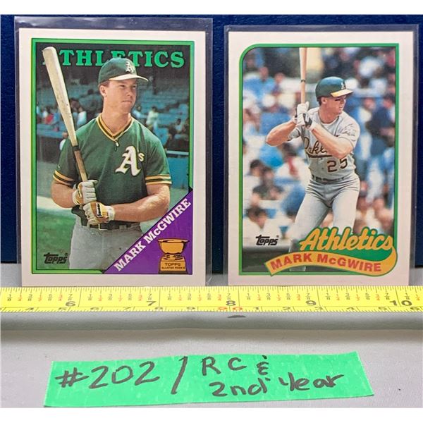 MLB Baseball Card - 2 x Vintage Mark McGuire Including Rookie Card