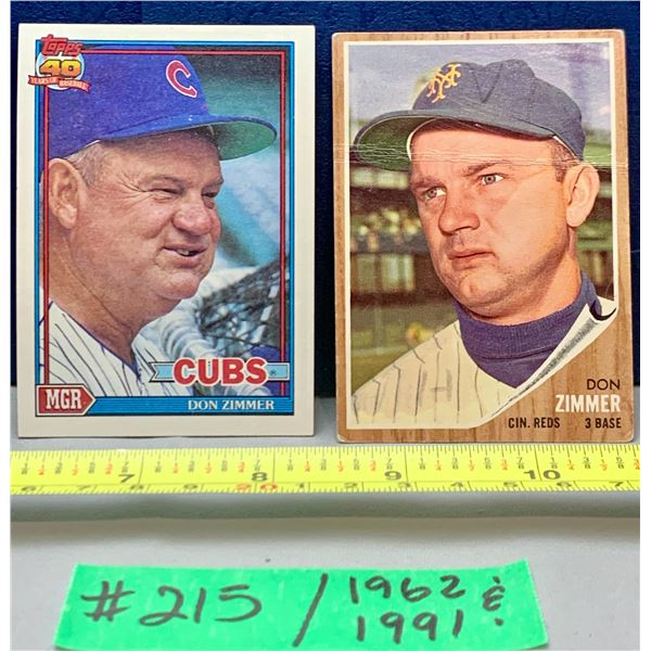 MLB Baseball Card - 1962 & 1991 Vintage Don Zimmer HOF BB Cards
