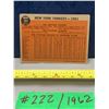 Image 2 : MLB Baseball Card - 1962 Vintage New York Yankees Team Card Rare #251