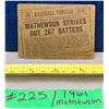 Image 2 : MLB Baseball Card - 1961 Vintage Rare Christy Mathewson 267 Strike Outs! Rare!
