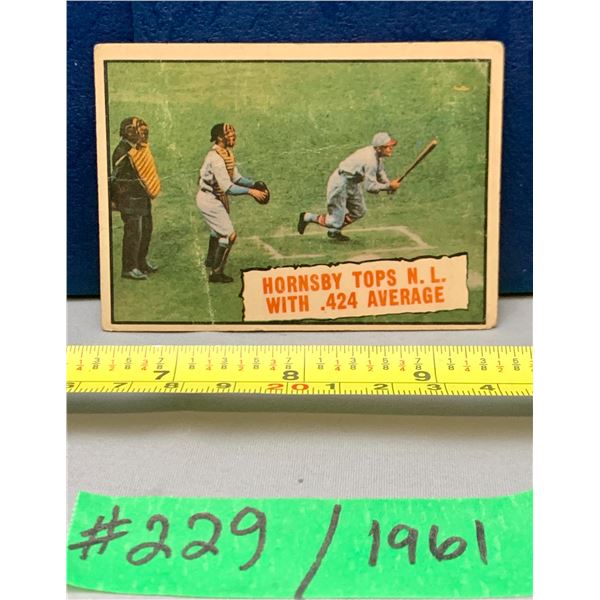 MLB Baseball Card - 1961 Vintage Hornsby N.L. .424 Batting Average! Rare Card!