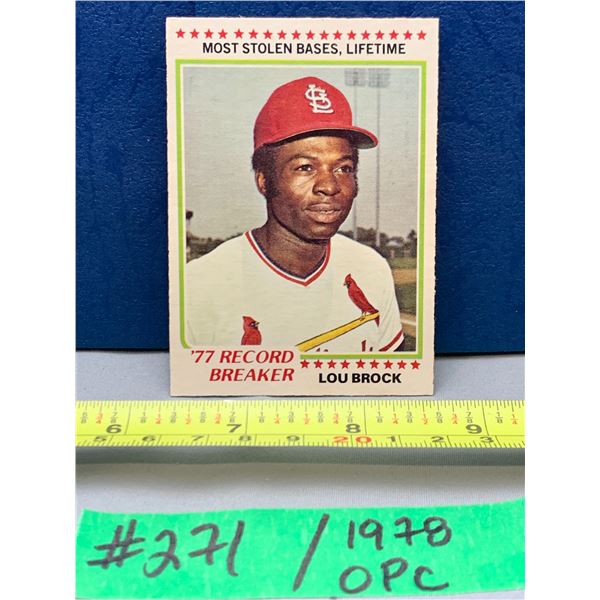 MLB Baseball Card - 1978 OPC Vintage Lou Brock Record Breaker #236