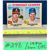 Image 1 : MLB Baseball Card - 1976 OPC Vintage Strikeout Leaders Nolan Ryan & Tom Seaver #6 RARE!