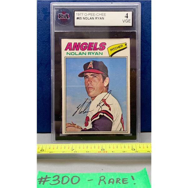 MLB Baseball Card - 1977 OPC Vintage Nolan Ryan Graded 4 Very Good #65 Rare! - Schmalz Auctions MLB Baseball Card - 1977 OPC Vintage Nolan Ryan Graded 4 Very Good #65 Rare! - Schmalz Auctions