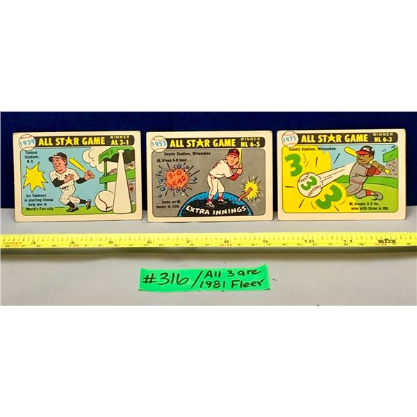 MLB Baseball Card - 1981 Fleer Vintage ll Star Game Sticker Cards