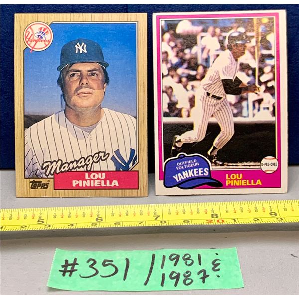 MLB Baseball Card - 1981 & 1987 Vintage Lou Piniella