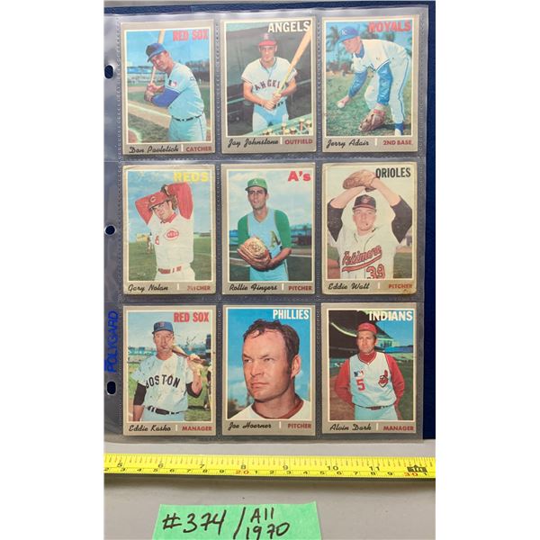 MLB Baseball Card - 9 x Vintage 1970 Baseball Cards