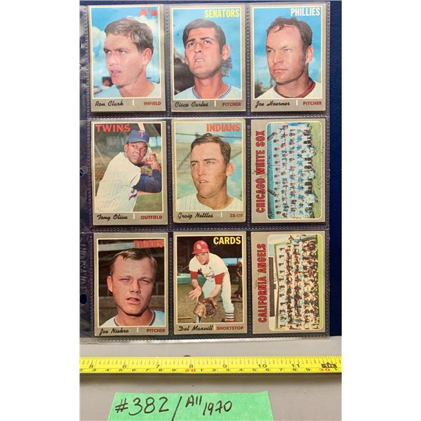 MLB Baseball Card - 9 x Vintage 1970 Baseball Cards