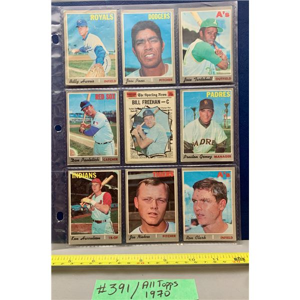 MLB Baseball Card - 9 x Vintage 1970 Baseball Cards