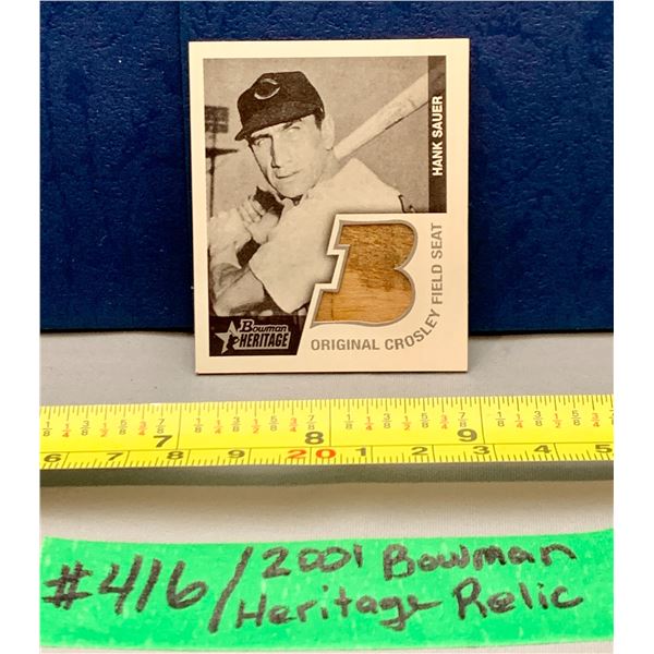 MLB Baseball Card - Ultra Rare Bowman Heritage Original Crosley Field Seat Hank Sauer Thick Card