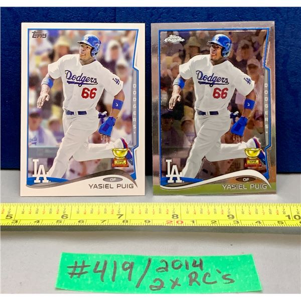 MLB Baseball Card - 2 x 2013 Yasiel Puig Rookie Cards (1 is Topps Chrome)