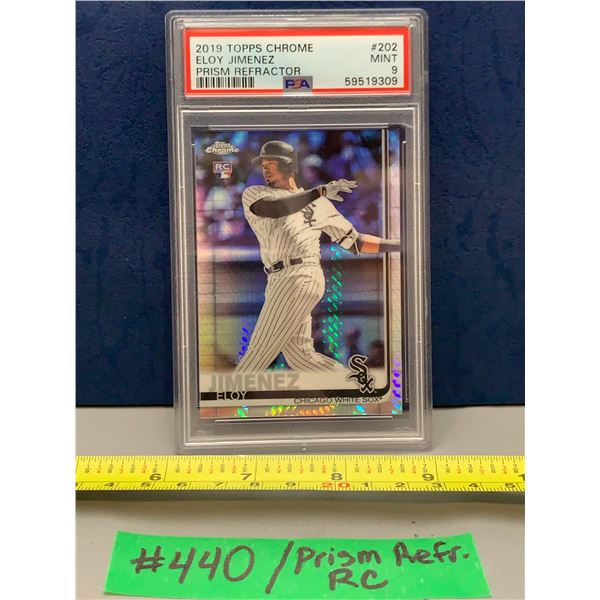MLB Baseball Card - 2019 Topps Chrome Prism Refractor Elroy Jimenez Rookie Card PSA Graded 9 MINT!