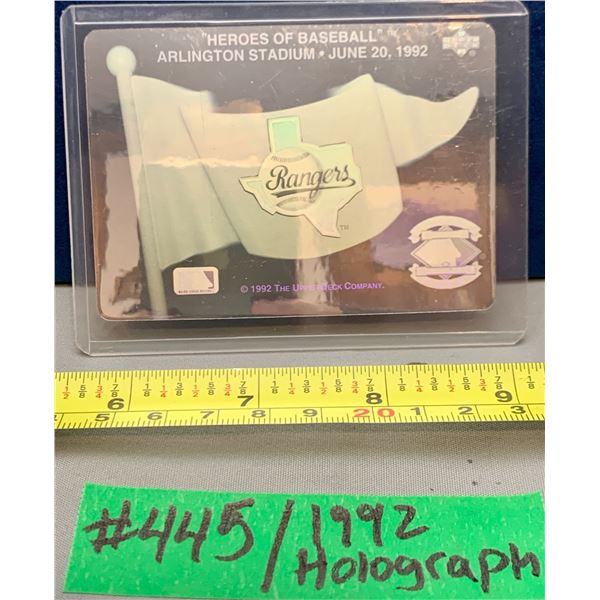 MLB Baseball Card - 1992 Upper Deck Hologram Texas Rangers Rare Heroes Arlington Stadium Sticker Car