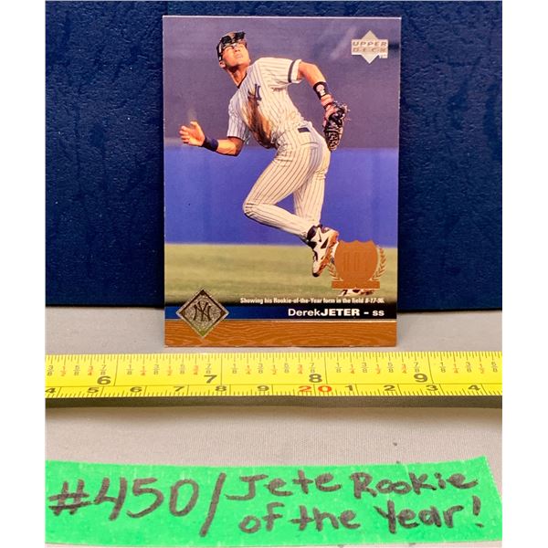 MLB Baseball Card - Very rare 1997 Derek Jeter Upper Deck ROY Rookie of the Year Card