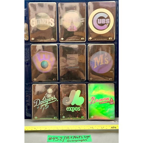 MLB Baseball Card - 18 x National League 1991 - 92 Upper Deck Hologram Sticker Cards