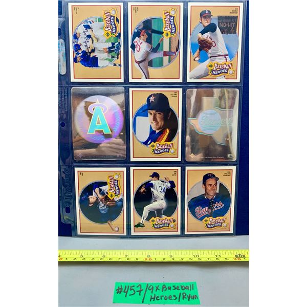 MLB Baseball Card - 9 x Nolan Ryan Heroes of Baseball Cards