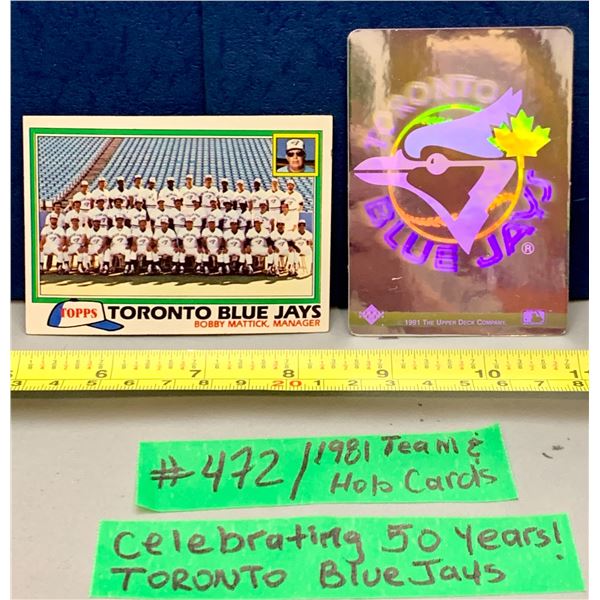MLB Baseball Card - Toronto Blue Jays 1981 Team Card and Hologram Cards! 50 Years of Blue Jays!