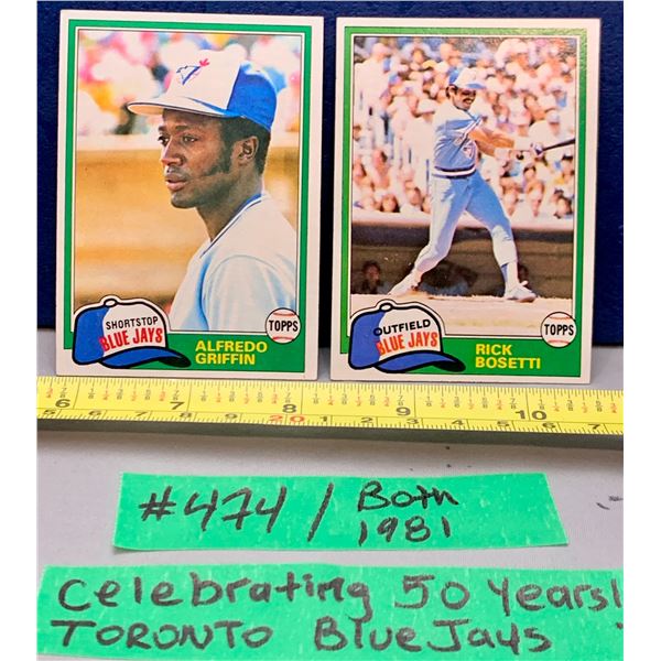 MLB Baseball Card - Toronto Blue Jays 1981 Alfredo Griffin & Rick Bosetti