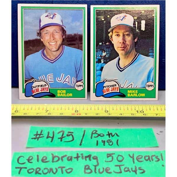 MLB Baseball Card - Toronto Blue Jays 1981 Bob Bailor & Mike Barlow