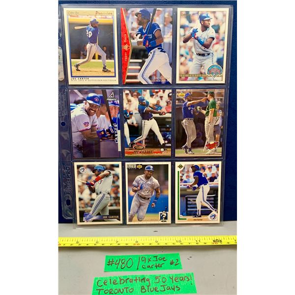 MLB Baseball Card - Toronto Blue Jays 9 x Joe Carter Sheet #2