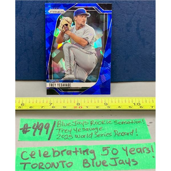 MLB Baseball Card - Trey Yesavage Toronto Blue Jays Blue Cracked Ice Prizm Rookie Card RARE!
